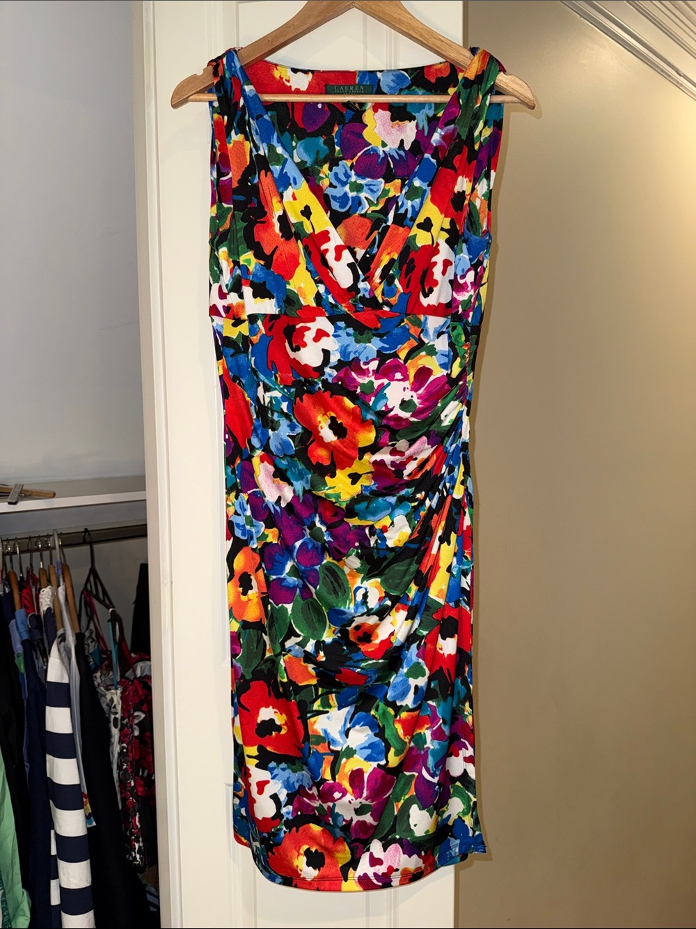 Ralph Lauren Lauren Bright Floral Sleeveless Midi Dress, vibrant colors! EUC
